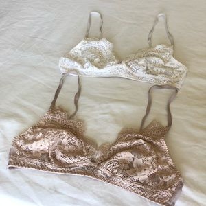 2 Nude and White Victoria’s Secret Lace Bralette